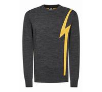 Strickpullover RUSTY NEAL, Herren, Gr. L, gelb (anthrazit, gelb), 75% Polyacryl, 25% Baumwolle, meliert, casual, normal, Rundhals, Langarm, Pullover, mit Blitz-Design (74978030-L) anthrazit, gelb