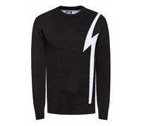 Rusty Neal Herren Streetwear Rundhals-Pullover im Flash-Design Pulli Kontrast-Blitz Pullover Langarm-Pullover S-3XL 424, Farbe:Schwarz/Weiß, Größe S-3XL:L