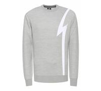 Strickpullover RUSTY NEAL, Herren, Gr. M, grau (grau, weiß), 75% Polyacryl, 25% Baumwolle, meliert, casual, normal, Rundhals, Langarm, Pullover, mit Blitz-Design (84024920-M) grau, weiß