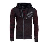 Rusty Neal Herren Strickjacke Pullover Reißverschluss Zipper Kapuzenpullover Grobstrick Strick Jacke 344, Größe S-6XL:XL, Farbe:Rot