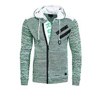 Rusty Neal Herren Strickjacke Pullover Reißverschluss Zipper Kapuzenpullover Grobstrick Strick Jacke 344, Größe S-6XL:M, Farbe:Neon Grün