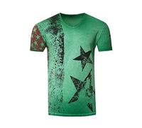 Rusty Neal Herren T-Shirt Kurzarm Amerika USA Stars and Stripes V-Neck 100% Baumwolle S M L XL XXL 3XL, Farbe:Grün, Größe:M