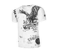 Rusty Neal Herren T-Shirt Rundhals USA Adler Tee Shirt Kurzarm Regular Fit Stretch 100% Baumwolle S M L XL XXL 3XL 235, Farbe:Weiß, Größe:XL