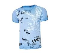 Rusty Neal Herren T-Shirt Rundhals USA Adler Tee Shirt Kurzarm Regular Fit Stretch 100% Baumwolle S M L XL XXL 3XL 235, Farbe:Blau, Größe:L