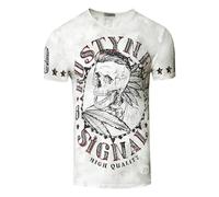 Rusty Neal T-Shirt mit stylischem Totenkopf-Print, weiß
