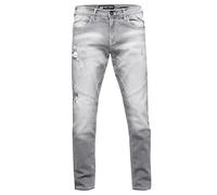 Straight-Jeans RUSTY NEAL "NISHO", Herren, Gr. 32, Länge 32, grau (hellgrau), 98% Baumwolle, 2% Elasthan, unifarben, Jeans Straight-Jeans, mit trendigen Used-Details (36126939-32) hellgrau