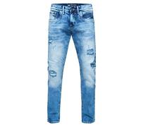 Rusty Neal Jeanshose Herren Jeans 'ODAR' Regular Fit Stretch 'Kontrastnaht' Jeans-Hose Stone-Washed Destroyed Freizeit-Hose 234, Farbe:Blue Used, Größe Jeans L32:36W / 32L