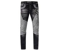 Straight-Jeans RUSTY NEAL "URUMA" Gr. 36, US-Größen, schwarz Herren Jeans Straight Fit mit trendigen Zierelementen (82039046-36)