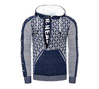 Rusty Neal Kapuzenpullover Herren Pullover einzigartigem Design Streetwear Strickpullover mit Zipper 362, Farbe:Petrol, Größe S-3XL:XL