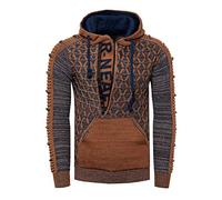 Kapuzensweatshirt RUSTY NEAL, Herren, Gr. S, braun (braun, grau), 75% Polyacryl, 25% Baumwolle, mehrfarbig, unifarben, casual, normal, ohne Ausschnitt, Langarm, Sweatshirts, in ausgefallenem Design (4