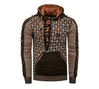Rusty Neal Kapuzenpullover Herren Pullover einzigartigem Design Streetwear Strickpullover mit Zipper 362, Farbe:Khaki, Größe S-3XL:3XL