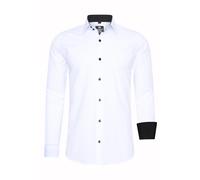 Rusty Neal Herren-Hemd Premium Slim Fit Langarm Stretch Kontrast Hemd Business-Hemden Freizeithemd, Größe S-6XL:5XL, Farbe:Weiß/Schwarz