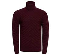 Rusty Neal Rollkragen-Pullover Herren Fein-Strick Rolli Stehkragen Pulli im Biker Stile 380, Größe S-6XL:2XL, Farbe:Weinrot