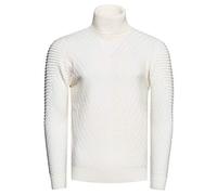 Rusty Neal Rollkragen-Pullover Herren Fein-Strick Rolli Stehkragen Pulli im Biker Stile 380, Größe S-6XL:2XL, Farbe:Weiß