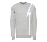 Strickpullover RUSTY NEAL, Herren, Gr. M, grau (grau, weiß), 75% Polyacryl, 25% Baumwolle, meliert, normal, Rundhals, Pullover Strickpullover, mit Blitz-Design (84024920-M) grau, weiß