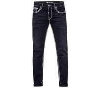 Straight-Jeans RUSTY NEAL "LEVIN 7", Herren, Gr. 38, Länge 32, schwarz, 99% Baumwolle, 1% Elasthan, unifarben, lang, Jeans Straight-Jeans, mit trendigen Kontrastnähten (31793710-38) schwarz