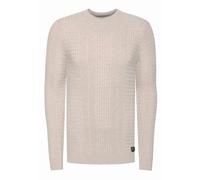 Rusty Neal Slim Fit Herren Feinstrick Pullover mit Auffälligem Strick-Design Super-Slim-Fit Streetwear Fein Strick Pullover 425, Farbe:Beige, Größe S-3XL:XL