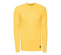 Rusty Neal Slim Fit Herren Feinstrick Pullover mit Auffälligem Strick-Design Super-Slim-Fit Streetwear Fein Strick Pullover 425, Farbe:Gelb, Größe S-3XL:L