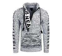 Strickpullover RUSTY NEAL, Herren, Gr. 3XL, schwarz-weiß (weiß, schwarz), 75% Polyacryl, 25% Baumwolle, unifarben, normal, ohne Ausschnitt, Pullover Strickpullover, mit stylischem Ausschnitt (57504846