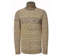 Rusty Neal Strickpullover Herren Regular Fit Rollkragen Grob-Strick-Pullover Kontrastpulli 439, Farbe:Gelb, Größe S-3XL:L