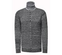 Rusty Neal Strickpullover Herren Regular Fit Rollkragen Grob-Strick-Pullover Kontrastpulli 439, Farbe:Grau, Größe S-3XL:XXL