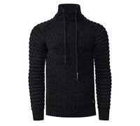 Rusty Neal Strickpullover Streetwear Pullover Herren Strick Kurzer-Stehkragen Pulli Grobstrickpullover 416, Farbe:Schwarz, Größe S-3XL:M