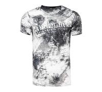 Rusty Neal T-Shirt Color Tie Dye Verwaschen in Batik-Optik Herren-Shirt mit Plakativen Front Print S M L XL XXL 3XL (Übergröße) Casual Fit Streetwear 156-1, Farbe:Grau, Größe S-3XL:L