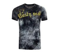 Rusty Neal T-Shirt Color Tie Dye Verwaschen in Batik-Optik Herren-Shirt mit Plakativen Front Print S M L XL XXL 3XL (Übergröße) Casual Fit Streetwear 156-1, Farbe:Anthrazit, Größe S-3XL:3XL