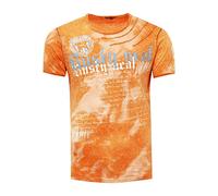 Rusty Neal T-Shirt Color Tie Dye Verwaschen in Batik-Optik Herren-Shirt mit Plakativen Front Print S M L XL XXL 3XL (Übergröße) Casual Fit Streetwear 156-1, Farbe:Orange, Größe S-3XL:L