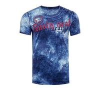 Rusty Neal T-Shirt Color Tie Dye Verwaschen in Batik-Optik Herren-Shirt mit Plakativen Front Print S M L XL XXL 3XL (Übergröße) Casual Fit Streetwear 156-1, Farbe:Blau, Größe S-3XL:XL