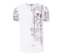 RUSTY NEAL® T-Shirt im Used-Look mit Allover-Print, weiß, XL Weiß