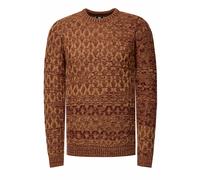 Rusty Neal Used-Look Karomuster Rundhals-Pullover - Camel S