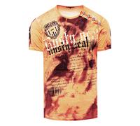 Rusty Neal Herren T-Shirt Front Print Verwaschen mit Knopfleiste 156, Farbe:Orange, Größe S-3XL:S