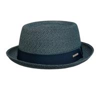 Stetson Ruviano Pork Pie Strohhut - Melierter Hut - Trendiger Sommerlook - UV Schutz 40+ für Damen und Herren - Frühjahr/Sommer dunkelblau S (54-55 cm)