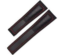 RWCCCRW Echtes Lederarmband, 22 m, für Tag Heuer F1-Armband, rote Nähte, Armbanduhren, Faltschließe, Leder-Uhrenarmband