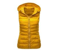 RWGSNB Ärmellose Weste Damen Damen Daunenweste Kapuze Dicke Freizeit Wärmweste Ärmellose Daunenjacke Durchgehender Reißverschluss Leichte Steppweste Wattierter Wintermantel für Draußen Tasche