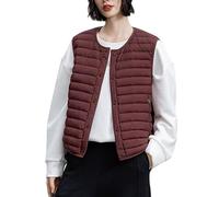 RWGSNB Ärmellose Weste Damen Damen Daunenweste Leichte Ärmellose Daunenjacken Winter Bodywarmer mit Knöpfen Steppwesten Einfarbiger Wattierter Mantel mit Taschen Burgunderrot Größe L