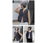 RWGSNB Ärmellose Weste Damen Damen Daunenweste Leichte Ärmellose Daunenjacken Winter Bodywarmer mit Knöpfen Steppwesten Einfarbiger Wattierter Mantel mit Taschen Schwarz Größe S