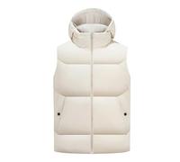 RWGSNB Ärmellose Weste Damen Damen Steppweste Abnehmbarer Kapuze Wattierte Weste Ärmellose Daunenjacke Leichte Steppweste Thermo Wintermantel Taschen Beige