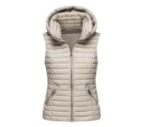 RWGSNB Ärmellose Weste Damen Damen Steppweste Kapuze Dick Lässig Ärmellos Winterjacke Leichter Outdoor Mantel Durchgehendem Reißverschluss und Tasche Khaki Xl