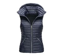 RWGSNB Ärmellose Weste Damen Damen Steppweste Kapuze Dick Lässig Ärmellos Winterjacke Leichter Outdoor Mantel Durchgehendem Reißverschluss und Tasche Marineblau Größe Xs