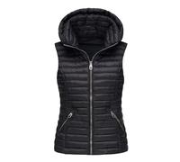RWGSNB Ärmellose Weste Damen Damen Steppweste Kapuze Dick Lässig Ärmellos Winterjacke Leichter Outdoor Mantel Durchgehendem Reißverschluss und Tasche Schwarz Größe S