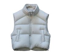 RWGSNB Ärmellose Weste Damen Kurze Damen Steppweste Stehkragen Lässige Wattierte Weste Leichte Körperwärmer Ärmellose Daunenjacken Thermisch Wattierter Mantel Taschen Blau Größe Xs