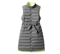 RWGSNB Ärmellose Weste Damen Lange Daunenweste für Damen Winter Bodywarmer Lange Ärmellose Pufferjacke Wattierte Thermoweste mit Reißverschluss Lässiger Winddichter Outdoor Mantel mit Gürtel G
