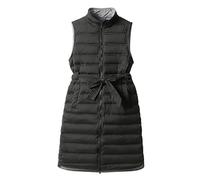 RWGSNB Ärmellose Weste Damen Lange Daunenweste für Damen Winter Bodywarmer Lange Ärmellose Pufferjacke Wattierte Thermoweste mit Reißverschluss Lässiger Winddichter Outdoor Mantel mit Gürtel S