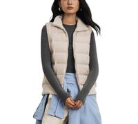 RWGSNB Ärmellose Weste Damen Leichte Steppweste für Damen Weiches Fleece Stehkragen Wattierte Weste Ärmellose Daunenjacke Gesteppte Westen Reißverschluss Winter Outdoor Mantel Taschen Beige Xs