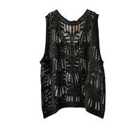 RWGSNB Damen Tank Top Sommer, Damen Tanktop Aus Gehäkelter Baumwolle Ärmelloses Boho Strandtop Spitzenbesatz Gehäkelter Strickweste Floraler Spitze Leichte und Weiche Strandkleidung für Den Somm