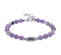 RWGSNB Edelstein Armband Bergkristall 6 Mm Natursteinarmband für Damen Böhmische Armreifen Verstellbarer Karabinerverschluss Zierliche Perlen Edelstein Armreifen Reiki Heilkristall Schmuck Geschen