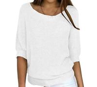 RWGSNB Pullunder Damen Ärmellos Damen Oversize Strickpullover 3 4 Ärmel Rundhalsausschnitt leicht grob gestrickt locker geschnitten lässig ideal für Pendler klimatisierte Räume Elegante Tunika