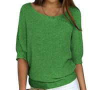 RWGSNB Pullunder Damen Ärmellos Damen Oversize Strickpullover 3 4 Ärmel Rundhalsausschnitt leicht grob gestrickt locker geschnitten lässig ideal für Pendler klimatisierte Räume Elegante Tunika